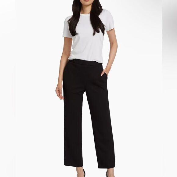 Theory NWT Pull On Straight Leg Pants in Black Size 8 MSRP $215 - Picture 1 of 9